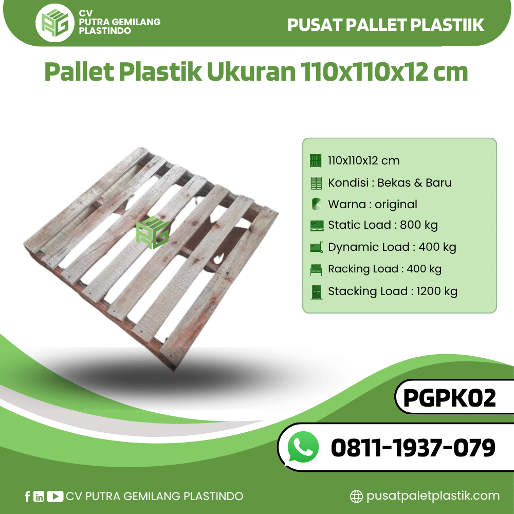 Pallet Kayu Bekas/Baru Ukuran 110x110x12 cm - PGPK02