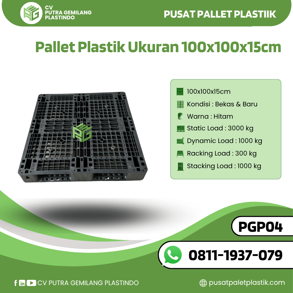Pallet Plastik Bekas/Baru Ukuran 100x100x15 cm - PGP04