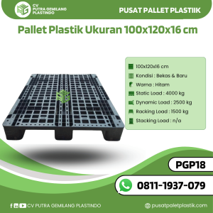 Pallet Plastik Bekas/Baru Ukuran 100x120x16 cm - PGP18