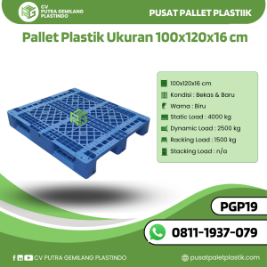Pallet Plastik Bekas/Baru Ukuran 100x120x16 cm - PGP19