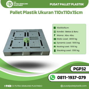 Pallet Plastik Bekas/Baru Ukuran 110x110x15 cm - PGP32